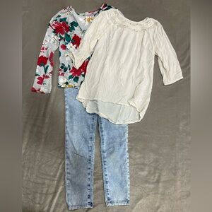 Old Navy Kids Long Sleeve Floral and Cream Tops
